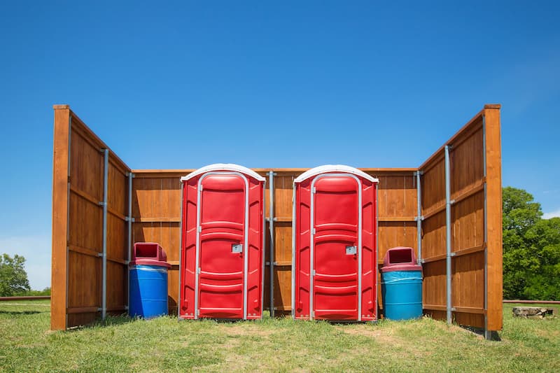Short-term porta potty units staged for delivery in Scottsbluff, Nebraska